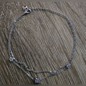 14kt White Gold Plated Anklet With Faux Diamond Accents. Fits Up To 10" NWOT